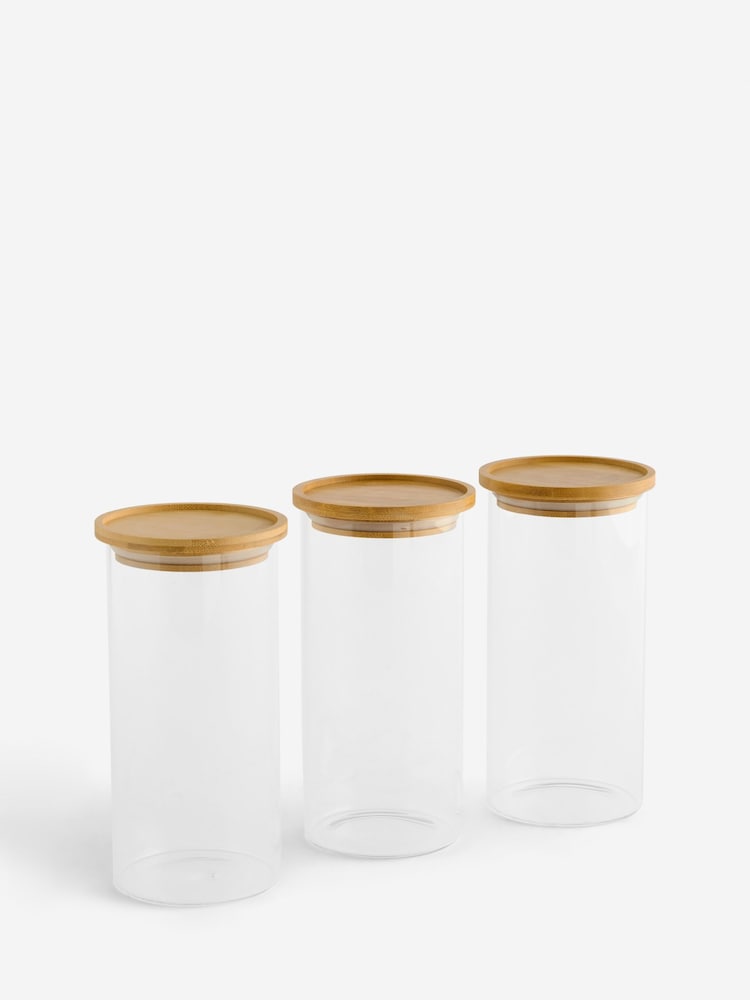 Set of 3 Clear Glass Storage Jars - Image 4 of 4