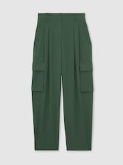 Reiss Green Orla Wide-Leg Pleated Cargo Trousers - Image 2 of 7