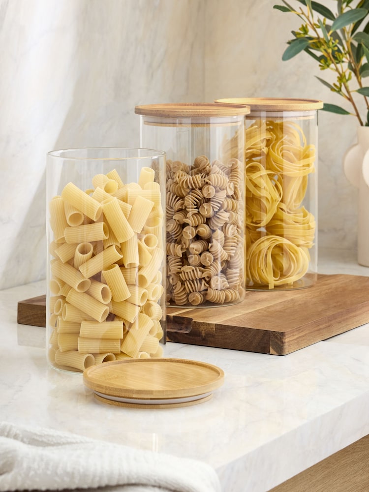 Set of 3 Clear Large Glass Storage Jars - Image 1 of 4