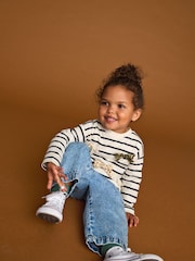 Monochrome Stripe Long Sleeve Bow Appliqué Top (3mths-7yrs) - Image 4 of 5