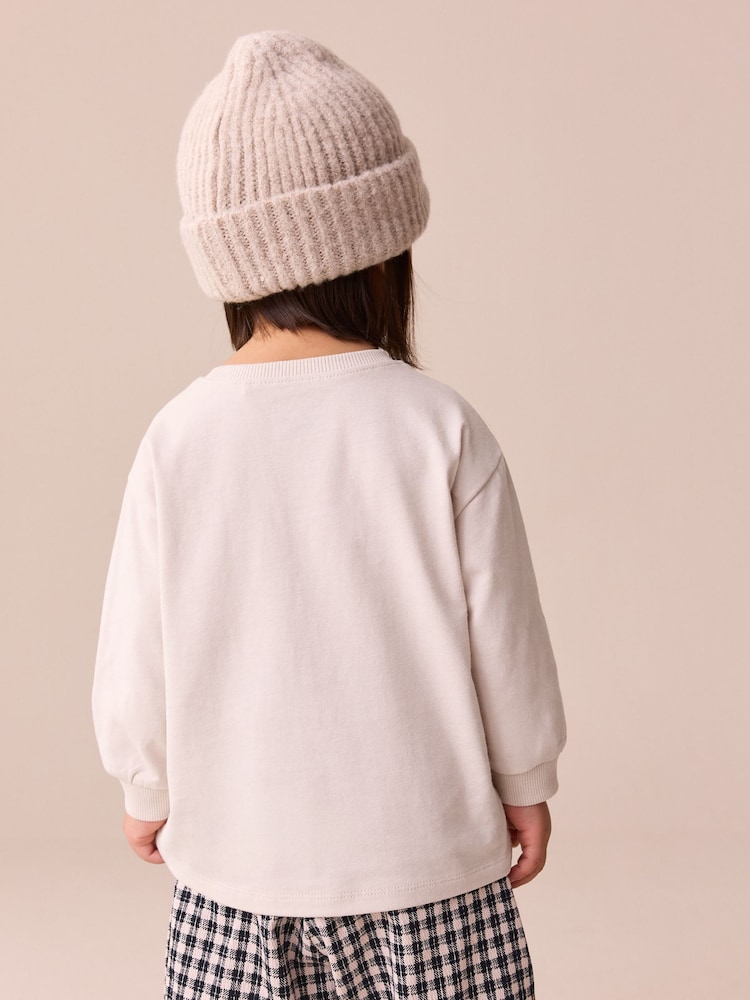 Cream Bow Applique Long Sleeve Bow Appliqué Top (3mths-7yrs) - Image 2 of 10