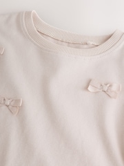 Cream Bow Applique Long Sleeve Bow Appliqué Top (3mths-7yrs) - Image 7 of 10