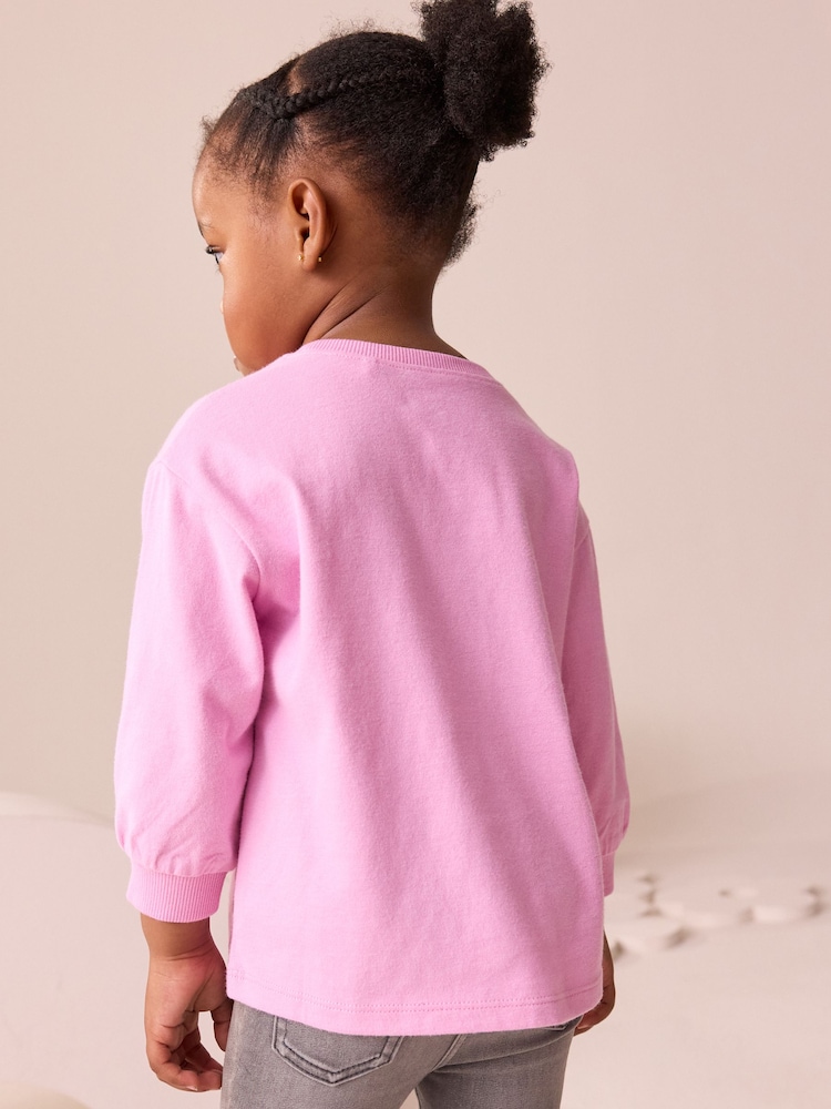 Pink Long Sleeve Bow Appliqué Top (3mths-7yrs) - Image 2 of 7