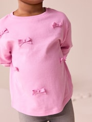 Pink Long Sleeve Bow Appliqué Top (3mths-7yrs) - Image 3 of 7