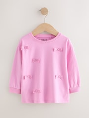Pink Long Sleeve Bow Appliqué Top (3mths-7yrs) - Image 4 of 7