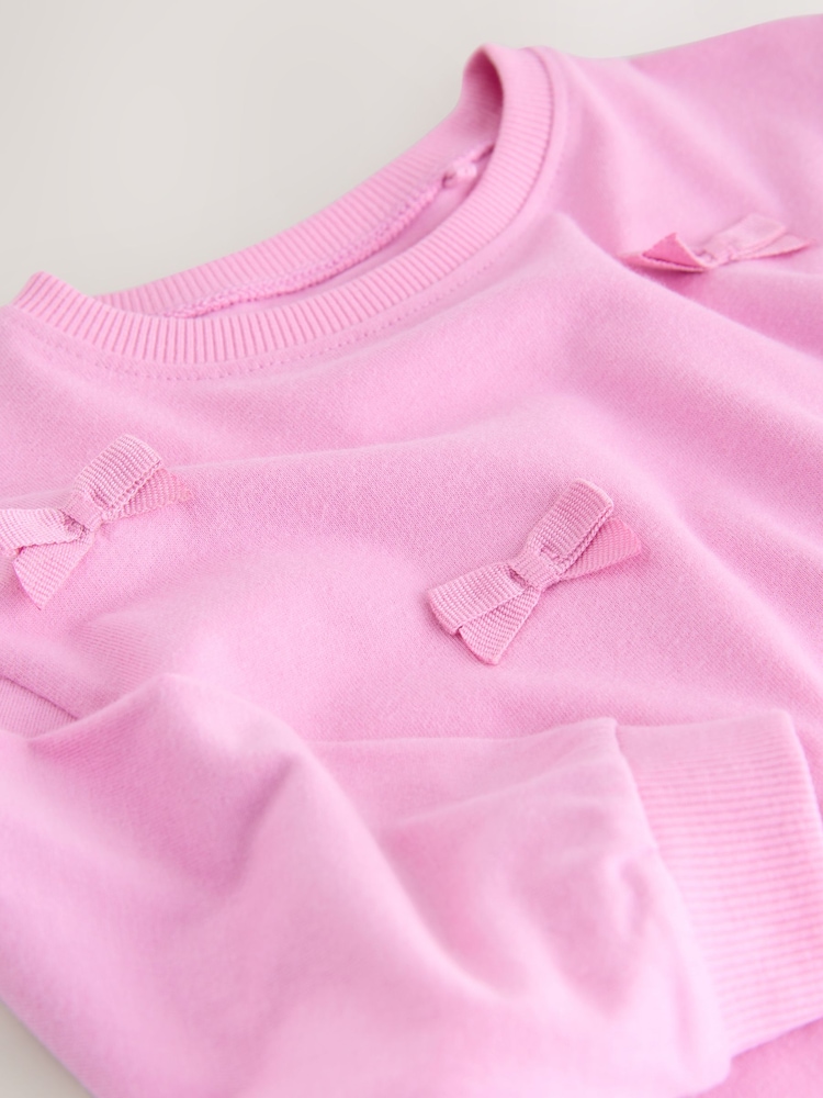 Pink Long Sleeve Bow Appliqué Top (3mths-7yrs) - Image 7 of 7