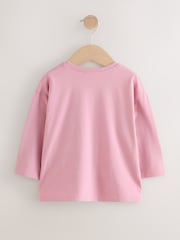 Pink Long Sleeve Mesh Heart Appliqué Top (3mths-7yrs) - Image 2 of 5
