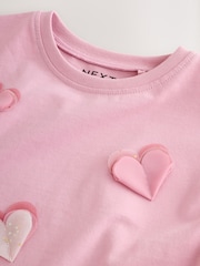 Pink Long Sleeve Mesh Heart Appliqué Top (3mths-7yrs) - Image 3 of 5