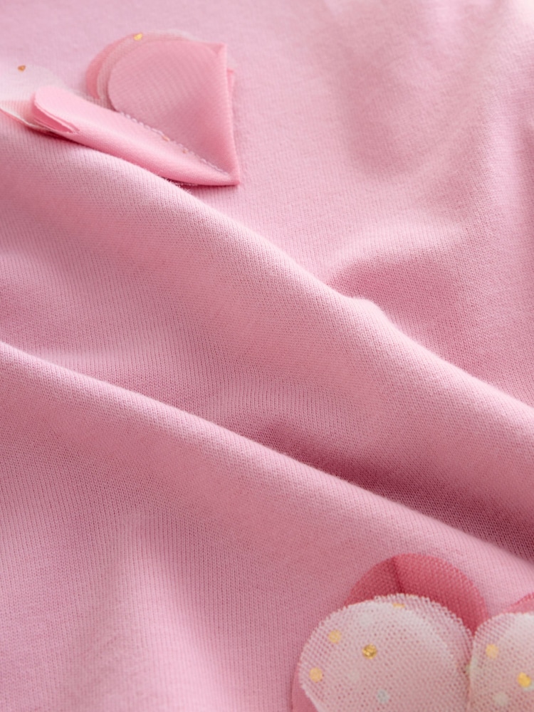 Pink Long Sleeve Mesh Heart Appliqué Top (3mths-7yrs) - Image 5 of 5
