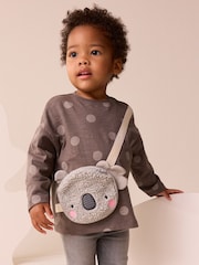 Charcoal Grey Koala Long Sleeve Bag T-Shirt (9mths-7yrs) - Image 1 of 10