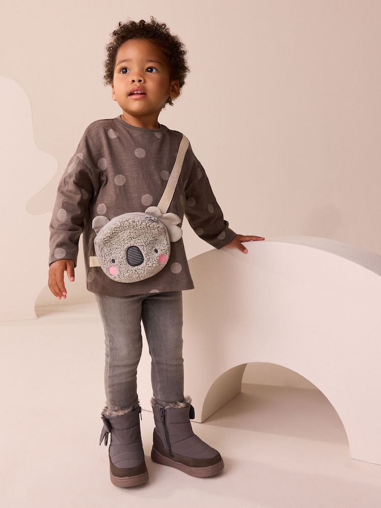 Charcoal Grey Koala Long Sleeve Bag T-Shirt (9mths-7yrs) - Image 2 of 10