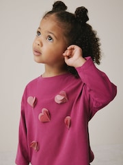 Burgundy Red Long Sleeve Mesh Heart Appliqué Top (3mths-7yrs) - Image 1 of 7