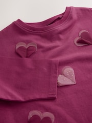 Burgundy Red Long Sleeve Mesh Heart Appliqué Top (3mths-7yrs) - Image 6 of 7