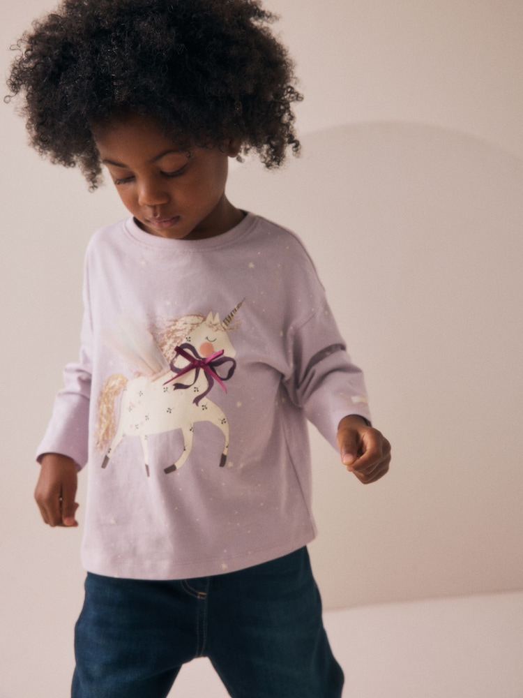 Lilac Purple Long Sleeve T-Shirt (3mths-7yrs) - Image 1 of 4