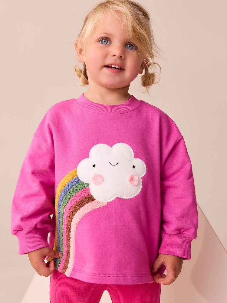 Pink Rainbow Cloud Character Long Sleeve T-Shirt (3mths-7yrs) - Image 1 of 8