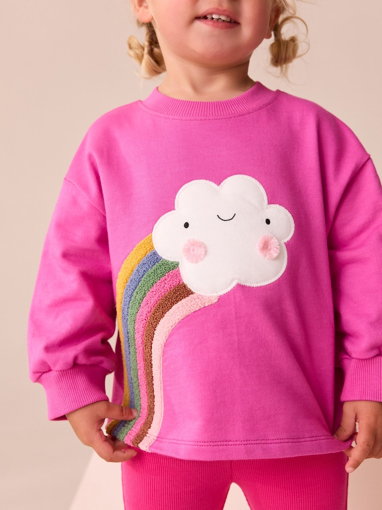 Pink Rainbow Cloud Character Long Sleeve T-Shirt (3mths-7yrs) - Image 2 of 8