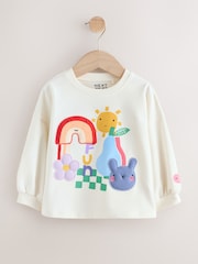 Ecru Padded Rainbow Character Long Sleeve T-Shirt (3mths-7yrs) - Image 1 of 5