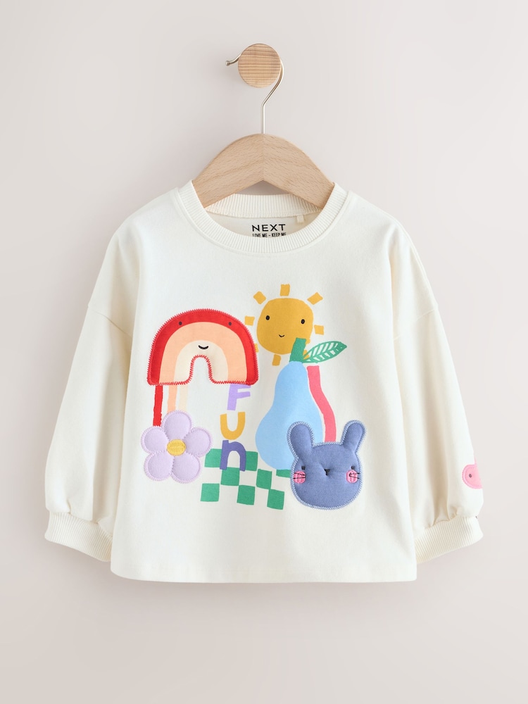 Ecru Padded Rainbow Character Long Sleeve T-Shirt (3mths-7yrs) - Image 1 of 5