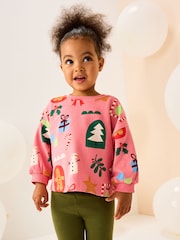 Pink Christmas Long Sleeve T-Shirt (3mths-7yrs) - Image 1 of 7