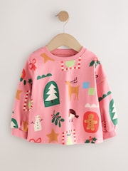 Pink Christmas Long Sleeve T-Shirt (3mths-7yrs) - Image 4 of 7