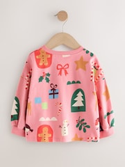 Pink Christmas Long Sleeve T-Shirt (3mths-7yrs) - Image 5 of 7