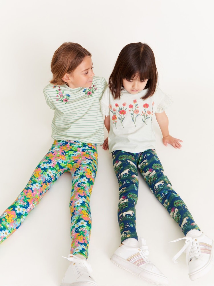 Monsoon Leggings mit Einhorn- und Blumenprint im 2er-Pack - Bild 1 von 4