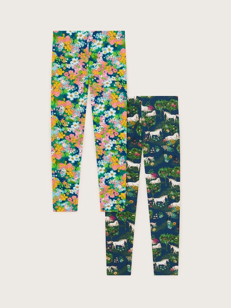 Monsoon Leggings mit Einhorn- und Blumenprint im 2er-Pack - Bild 2 von 4