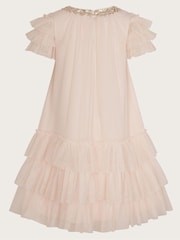 Monsoon Pink Alexandria Sequin Ruffle Tulle Swing Dress - Image 3 of 4