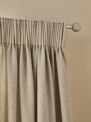 Natural Soft Weave Linen Blend Pencil Pleat Lined Curtains - Image 1 of 5
