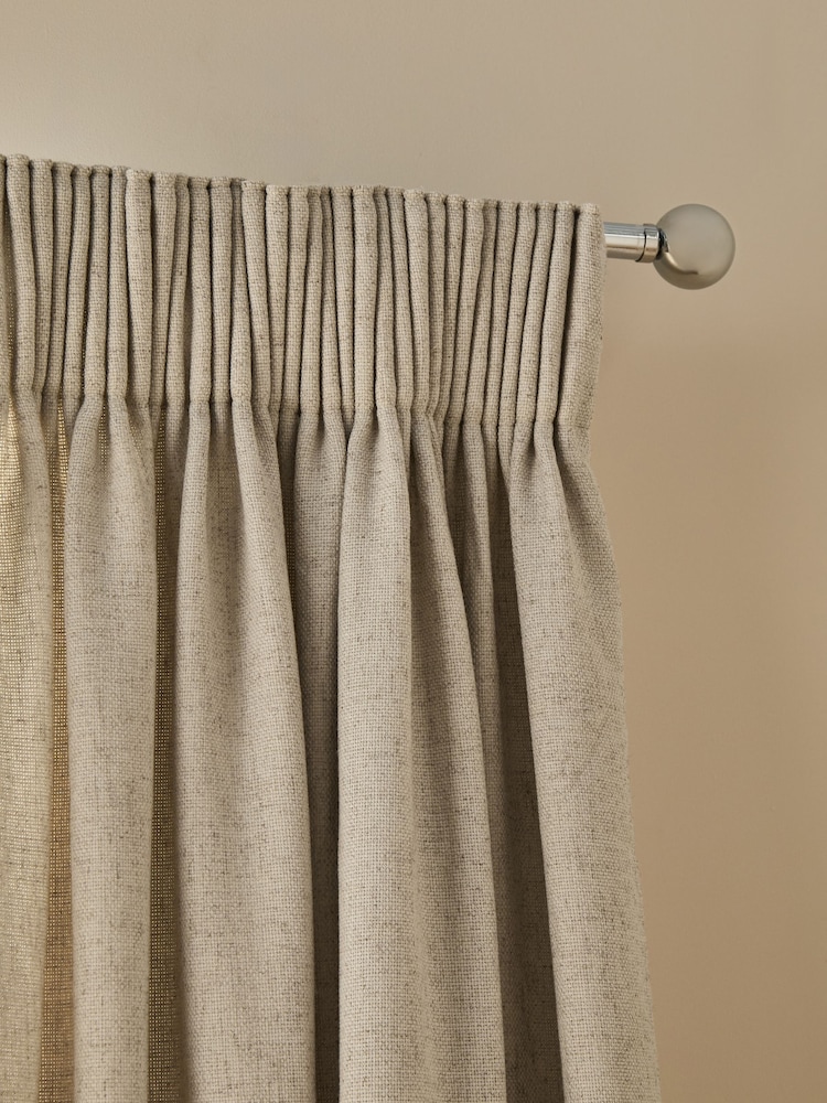 Natural Soft Weave Linen Blend Pencil Pleat Lined Curtains - Image 1 of 5