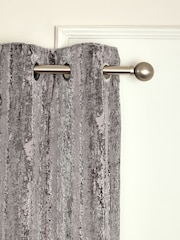 Charcoal Grey Collection Luxe Heavyweight Chic Velvet Abstract Eyelet Lined Curtains - Image 4 of 5