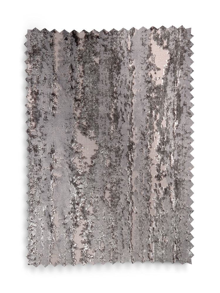 Charcoal Grey Collection Luxe Heavyweight Chic Velvet Abstract Eyelet Lined Curtains - Image 5 of 5