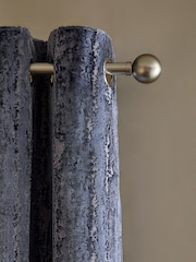 Navy Blue Collection Luxe Heavyweight Chic Velvet Abstract Eyelet Lined Curtains - Image 4 of 4