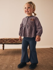 Charcoal Grey Dog Character Long Sleeve Peplum Flare Tops Set (3mths-7yrs) - Image 1 of 8