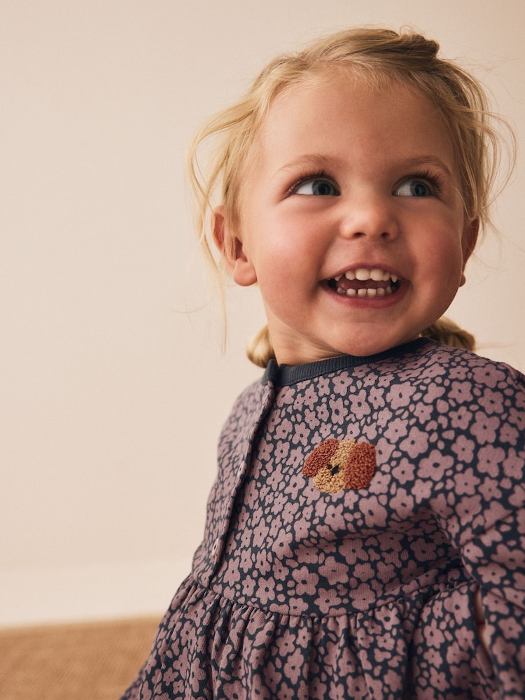 Charcoal Grey Dog Character Long Sleeve Peplum Flare Tops Set (3mths-7yrs) - Image 2 of 8