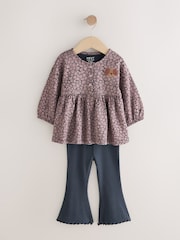 Charcoal Grey Dog Character Long Sleeve Peplum Flare Tops Set (3mths-7yrs) - Image 4 of 8