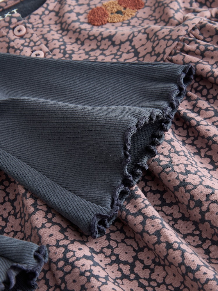 Charcoal Grey Dog Character Long Sleeve Peplum Flare Tops Set (3mths-7yrs) - Image 8 of 8