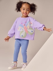 Borboleta roxa lilás - Conjunto de blusa e leggings de manga comprida (3meses a7anos) - Imagem 1 de 9