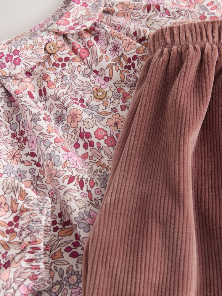 Purple Ditsy Floral Long Sleeve Collar Top and Barrel Trousers Set (3mths-7yrs) - Image 9 of 9