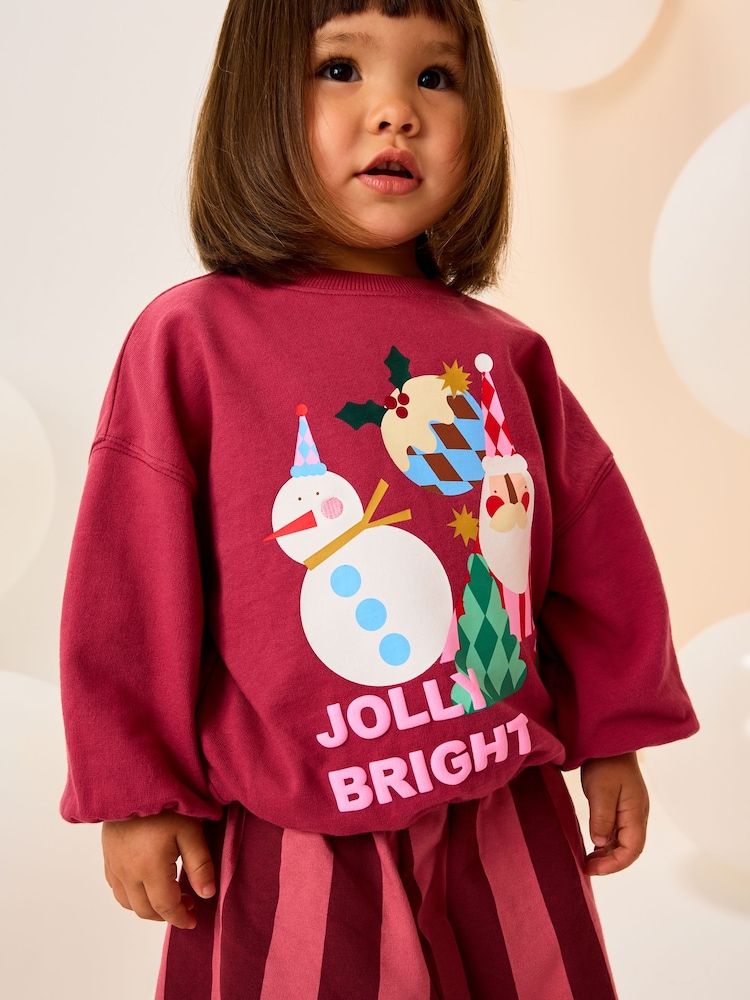 Burgundy Red Santa Long Sleeve Top and Barrel Trousers Set (3mths-7yrs) - Image 2 of 10