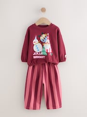 Burgundy Red Santa Long Sleeve Top and Barrel Trousers Set (3mths-7yrs) - Image 6 of 10