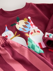 Burgundy Red Santa Long Sleeve Top and Barrel Trousers Set (3mths-7yrs) - Image 9 of 10