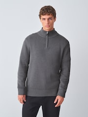 Charcoal Grey Stag Logo Regular Fit Premium Quarter Zip Jumper - Image 2 of 8