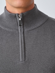 Charcoal Grey Stag Logo Regular Fit Premium Quarter Zip Jumper - Image 5 of 8