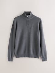 Charcoal Grey Stag Logo Regular Fit Premium Quarter Zip Jumper - Image 6 of 8