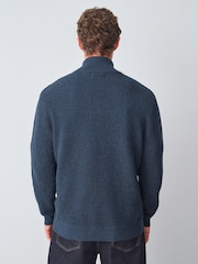 Blue Stag Logo Regular Fit Textured Premium Quarter Zip Jumper - Image 3 of 7