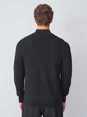 Black Stag Logo Slim Fit Quarter Zip Neck Jumper - Image 3 of 8