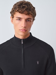Black Stag Logo Slim Fit Quarter Zip Neck Jumper - Image 4 of 8