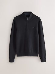 Black Stag Logo Slim Fit Quarter Zip Neck Jumper - Image 6 of 8