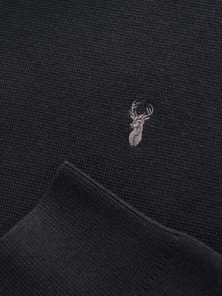 Black Stag Logo Slim Fit Quarter Zip Neck Jumper - Image 8 of 8 Black Stag Logo Slim Fit Quarter Zip Neck Jumper - Image 8 of 8